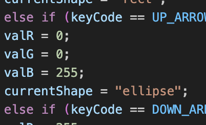 This is the code where I changed some of the key functions to turn into a circle by adding ellipse.
