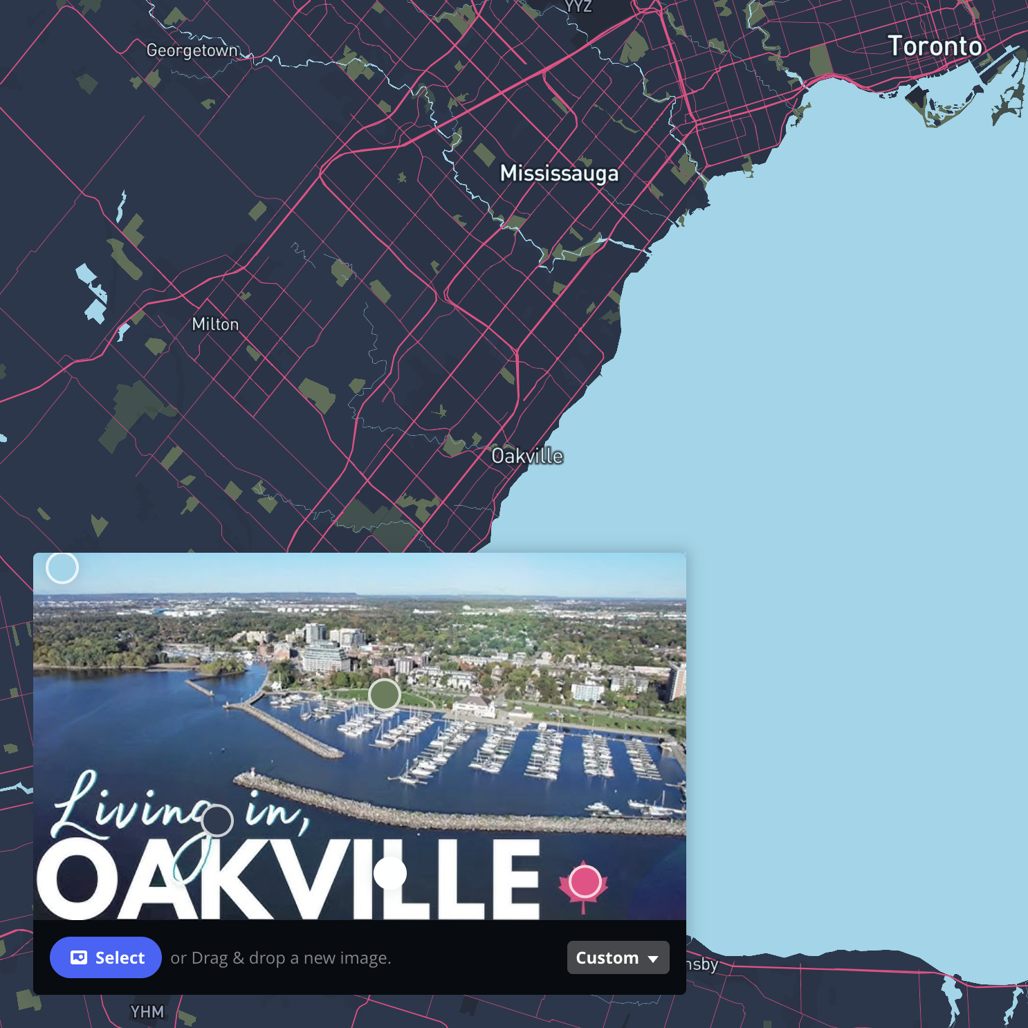Another photo of Oakville with typography, and a darker colour theme.