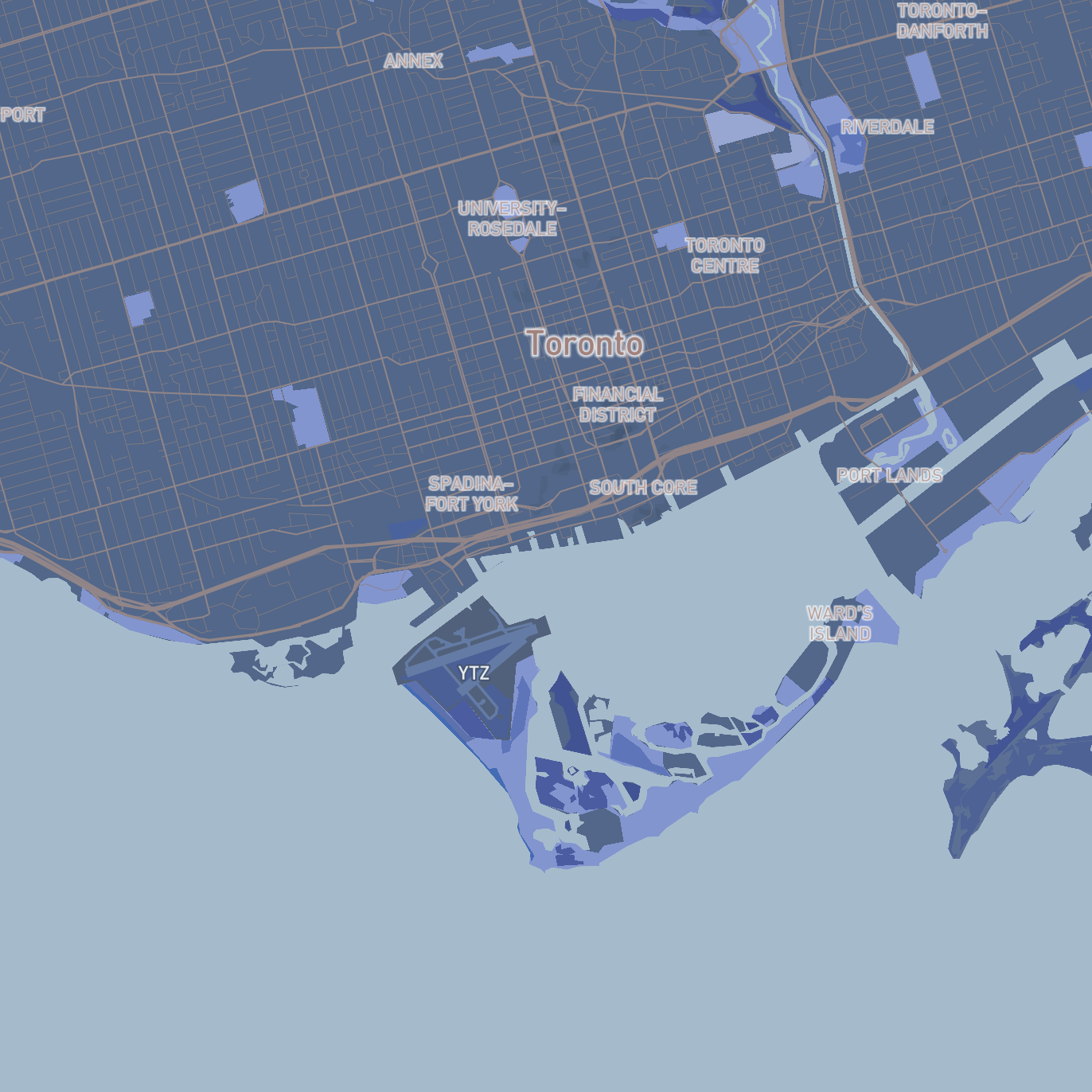 Downtown Toronto with a lighter scheme.
