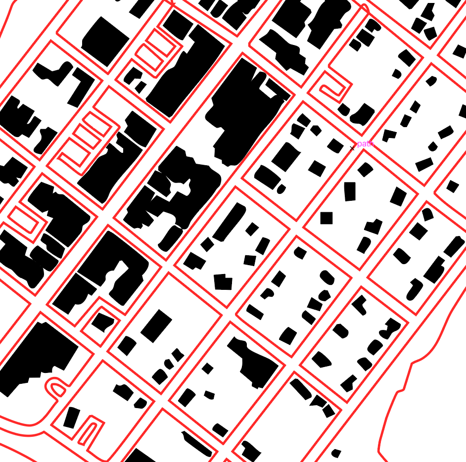 Image traced buildings, and fit to the map.