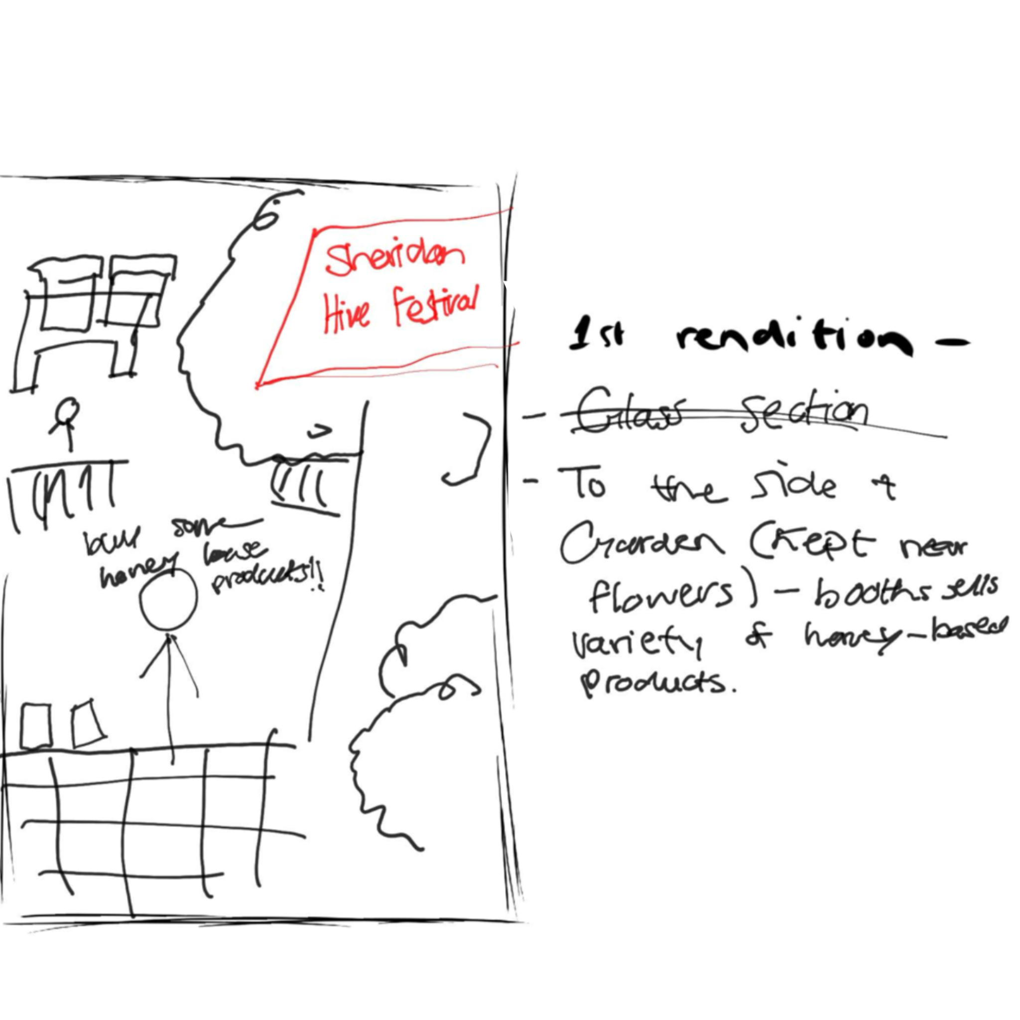 A general bee market with different stalls and sitting areas.