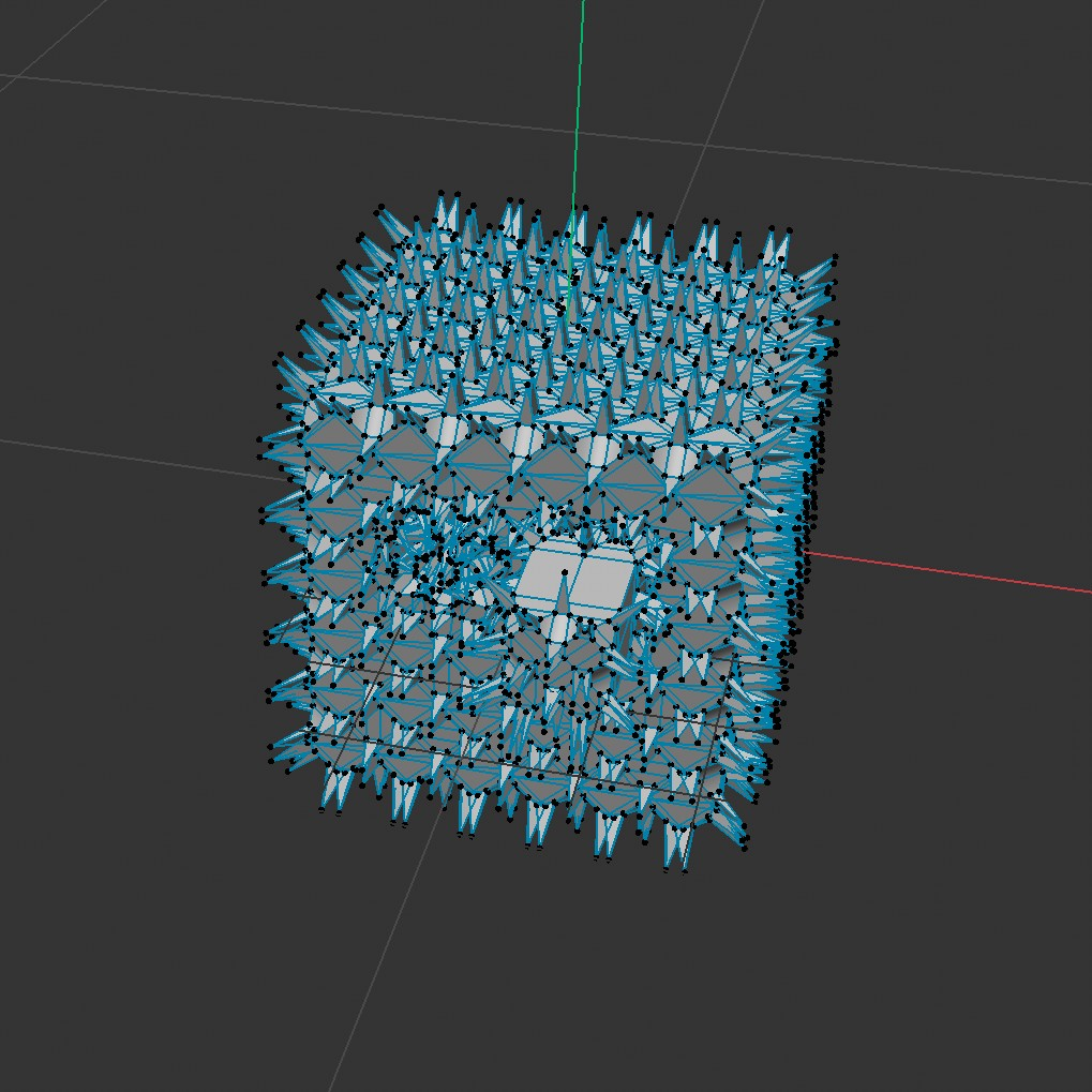 This was in the fifth tutorial video. I played around with different tools like extrude and bevel while using the points to manipulate the object.
