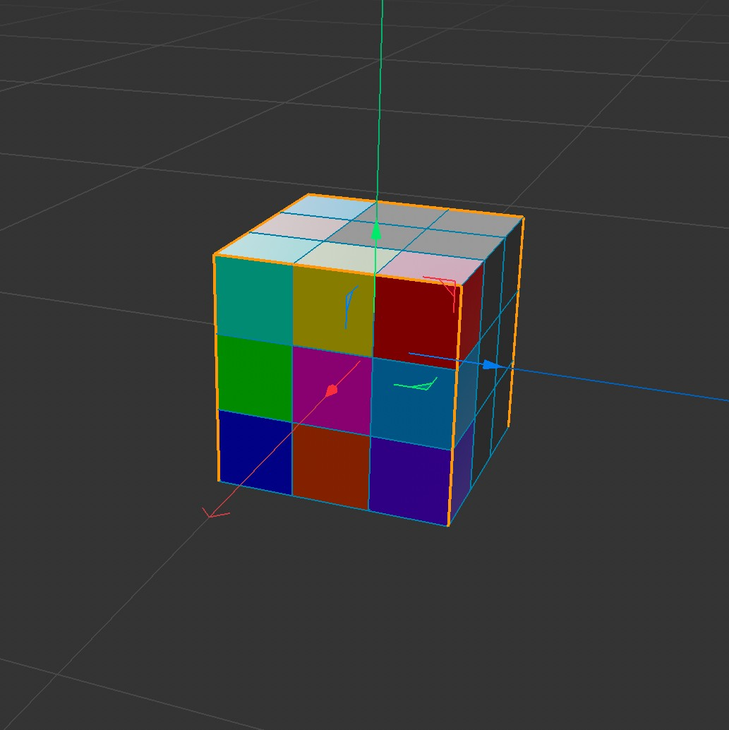 This was a rubix cube built in the sixth tutorial. I tested with different colours and tried UV unwrapping to make a paper-like cutout.
